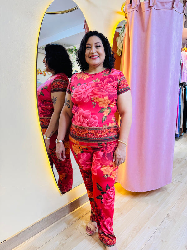 SET CONFORT FLORES ROJAS