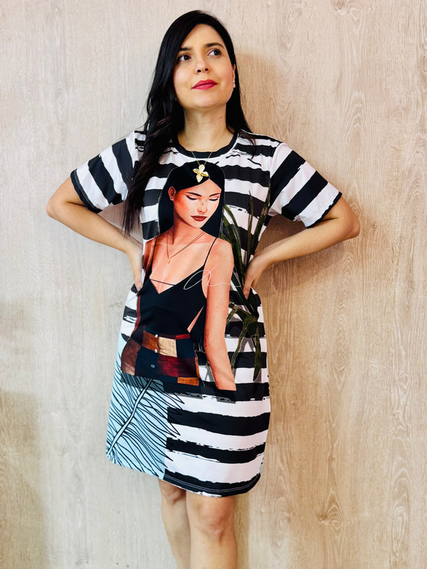 Vestido básico rayas mujer