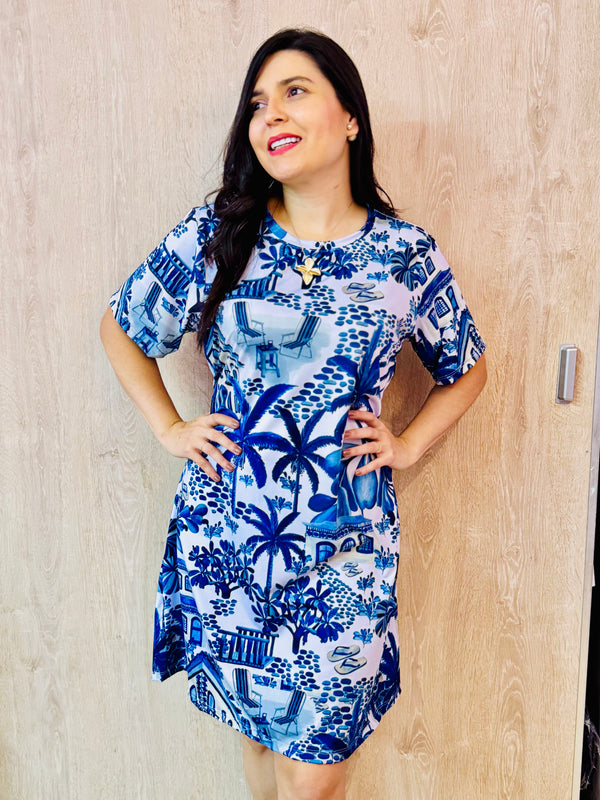 Vestido básico azulejos