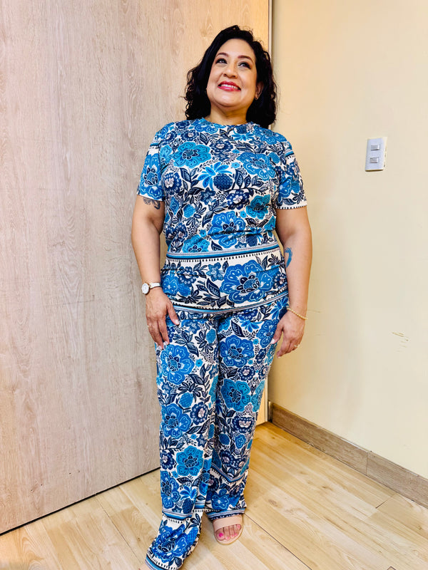 SET CONFORT FLORES AZUL