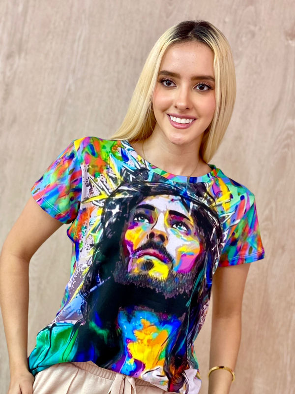 CAMISETA JESUS COLORIDO