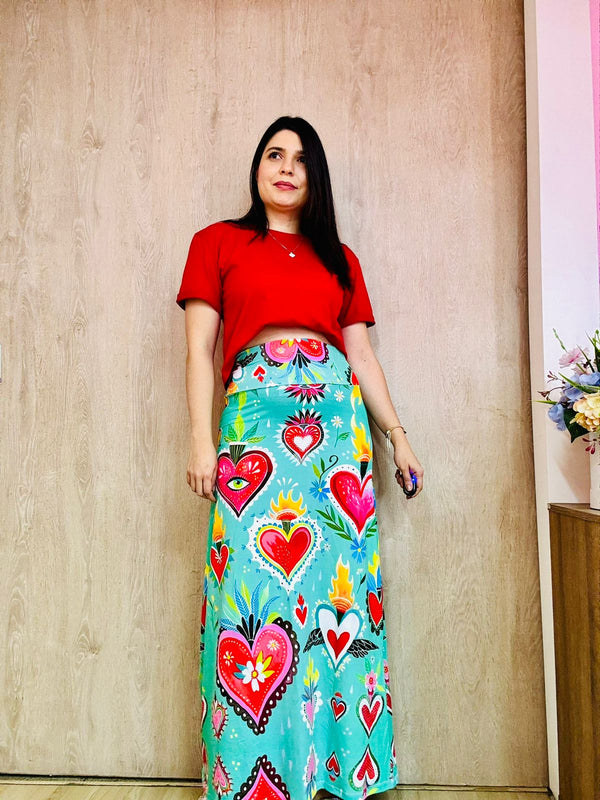 FALDA CORAZONES MENTA