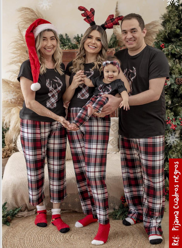 PIJAMA CUADROS RENO NEGRO