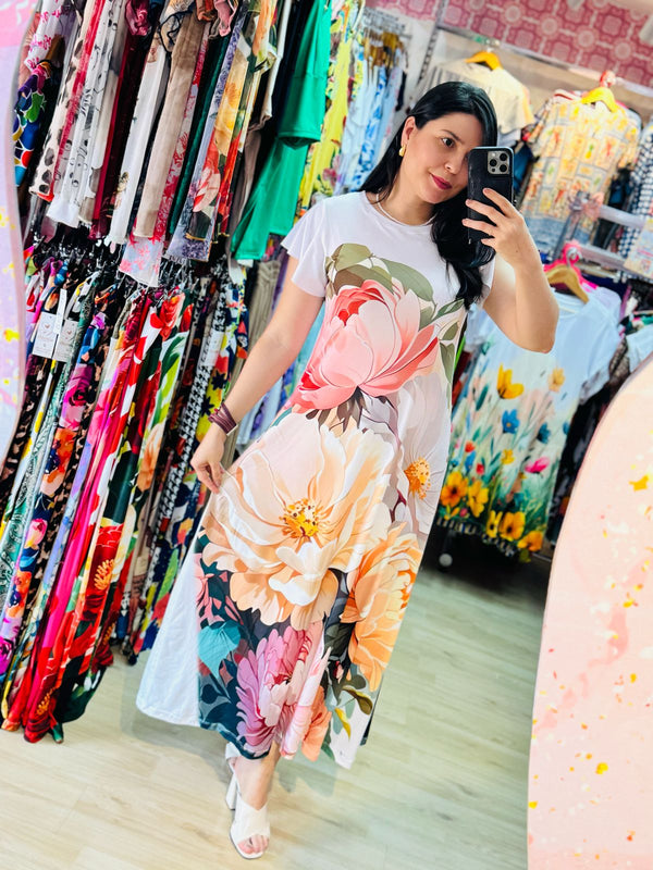 VESTIDO LARGO FLORES PASTELES